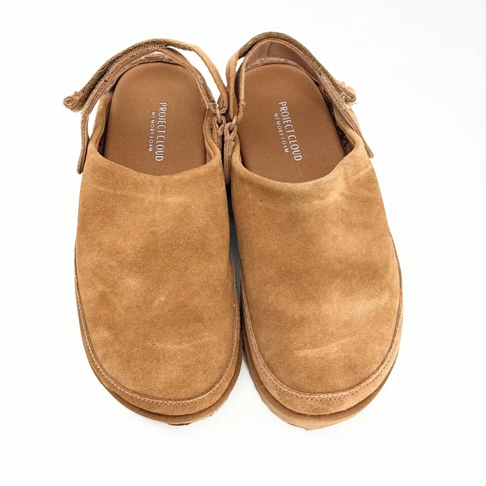 Project Cloud Goldstar 504 Suede Slingback Clog Platform Sandal Tan Womens 6